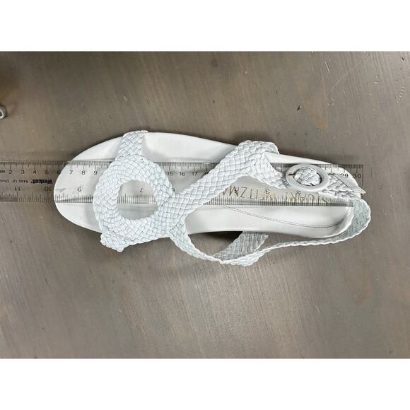 Stuart Weitzman Teodora Flat Sandals 7 White Buckle Ankle Strap Open Toe - Picture 5 of 7